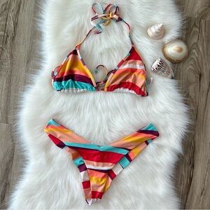 Body Glove striped multi triangle bikini set